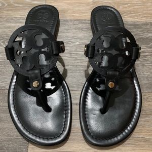 Tory Burch Black Leather ‘Miller’ Flip Flop Sz 8.5